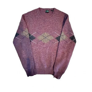 Men’s Four Winds Vintage Crew Neck 100% Shetland Wool Argyle sweater. Size M